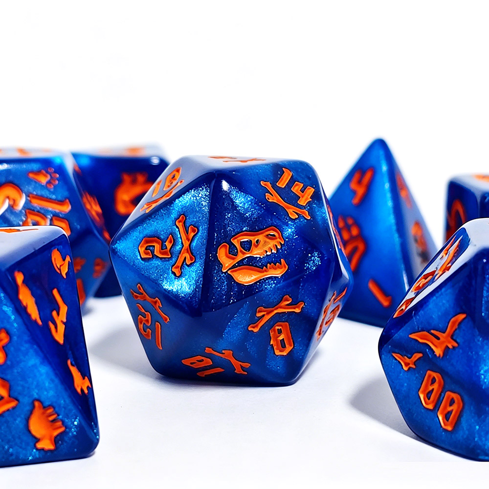 7Pcs Jurassic Ocean Blue Dinos - đánh giá và giá Dice Set Polyhedral