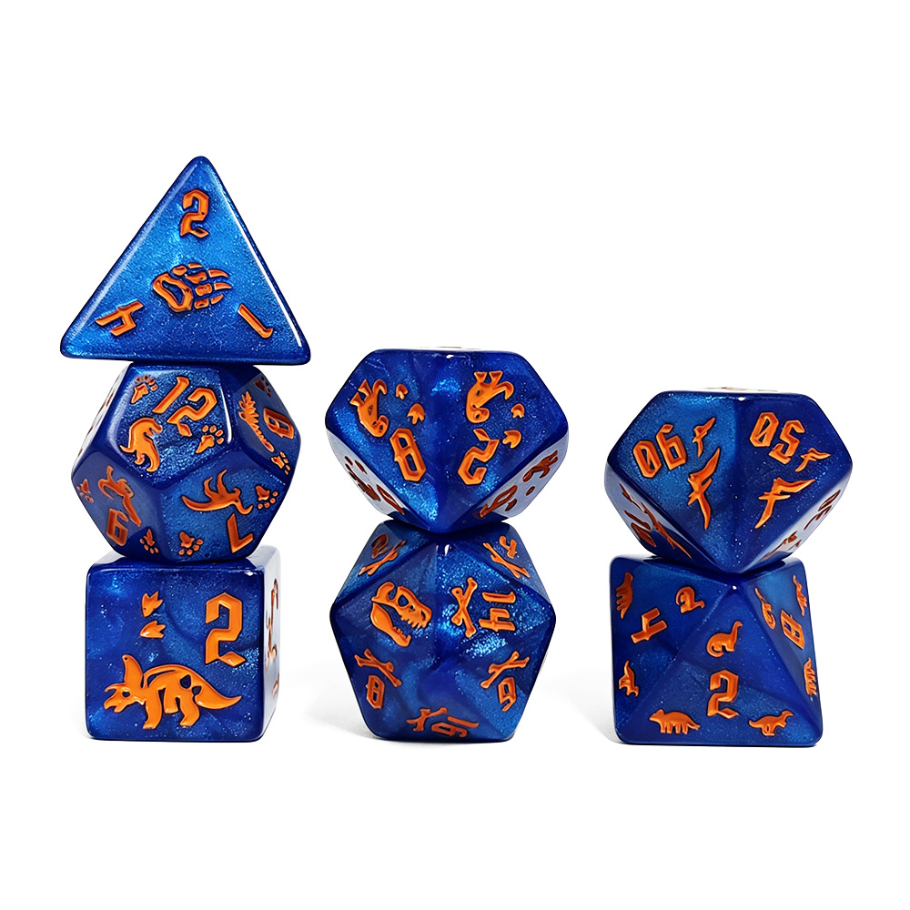 7Pcs Jurassic Ocean Blue Dinos - đánh giá và giá Dice Set Polyhedral