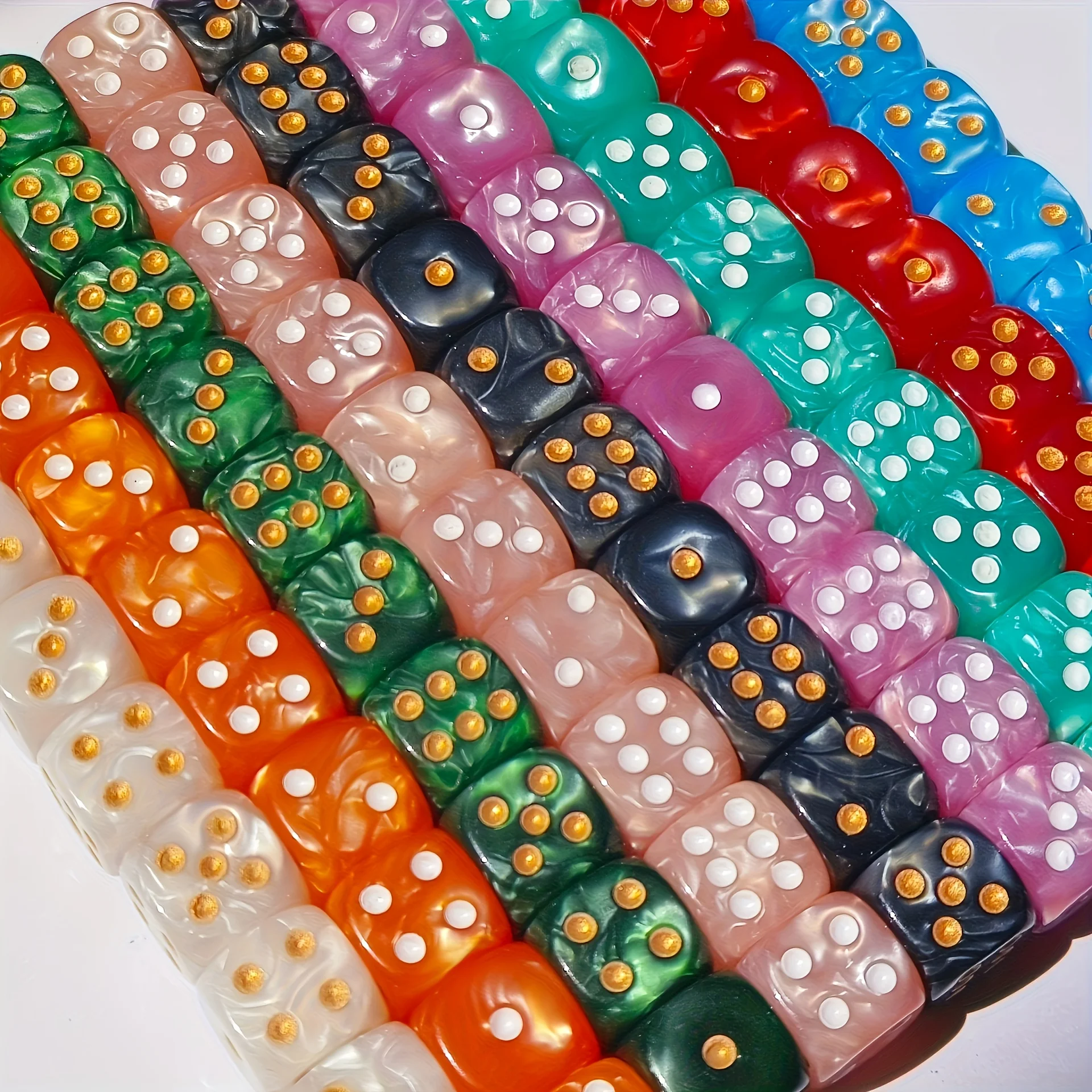 10Pcs 12mm Pearl Swirl D6 Dice - đánh giá và giá Board Game Electronic Table