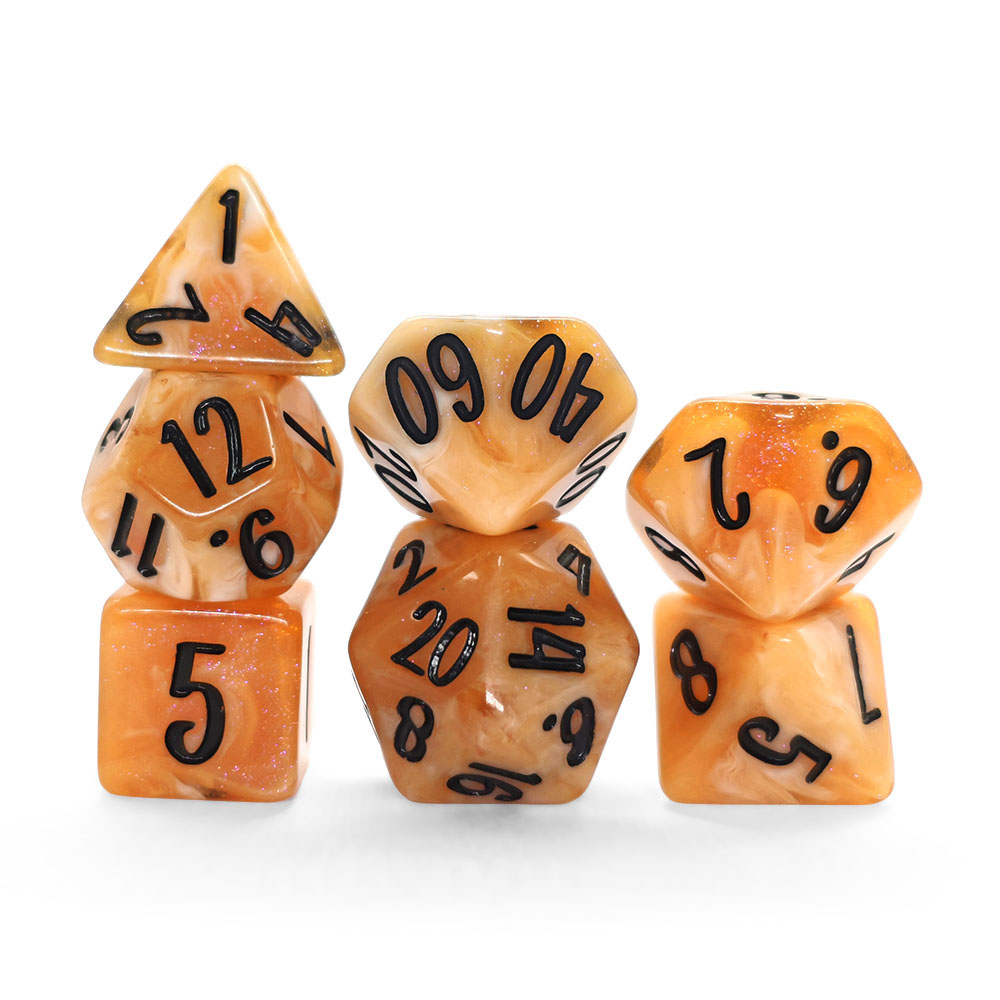 7Pcs Caramel Cream Swirl Glitt - đánh giá và giá Dice Set Polyhedral